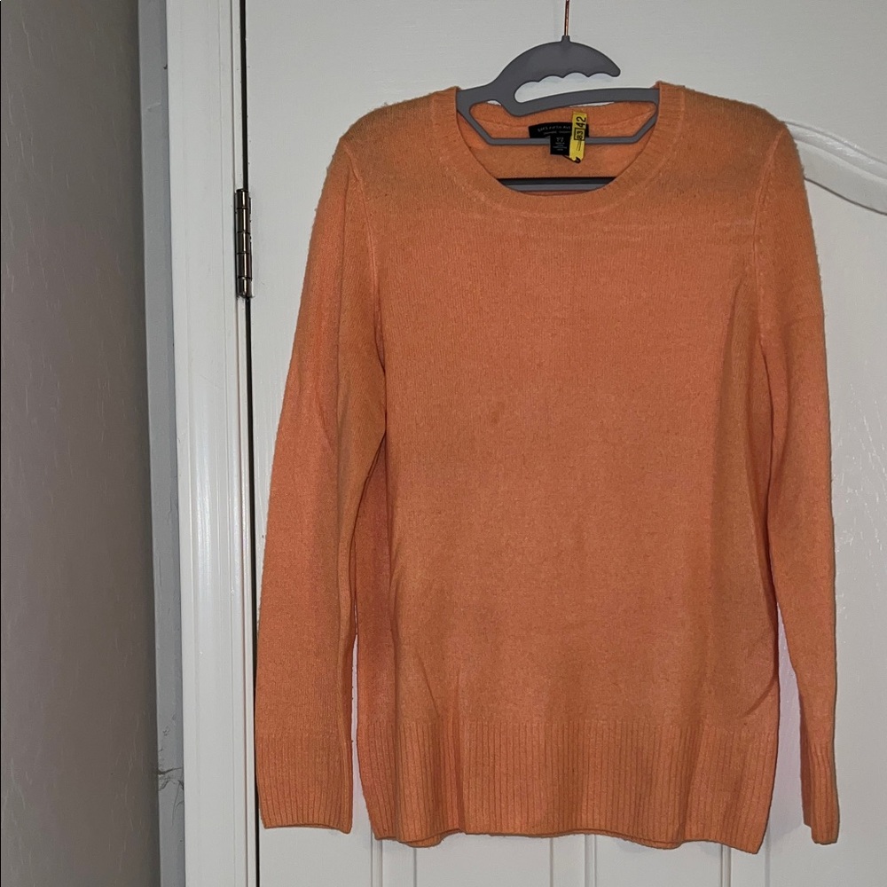 Saks Fifth Avenue Vibrant Orange Crew Neck Sweater